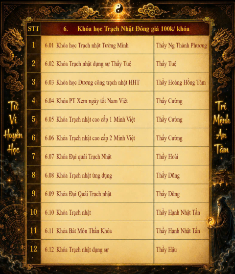 Các khóa học Trạch Nhật qua video