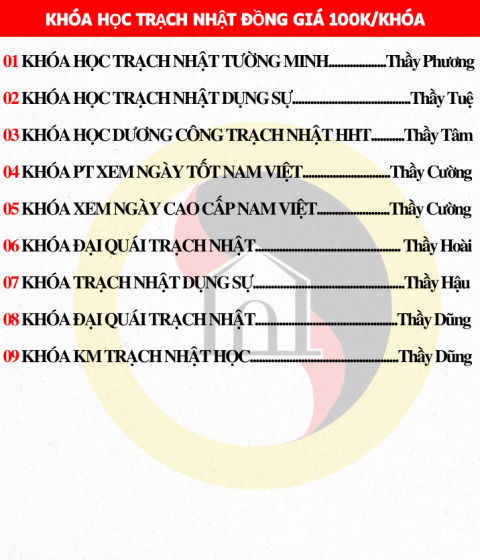 Các khóa học Trạch Nhật qua video