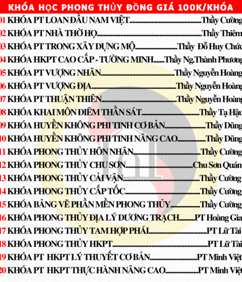 Các khóa Phong thủy qua video